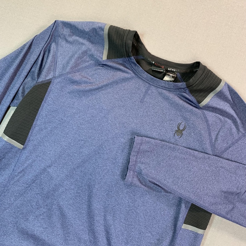 Spyder‎ Active Shirt Mens Large Blue ProWEB Long Sleeve Athletic Top Base Layer
